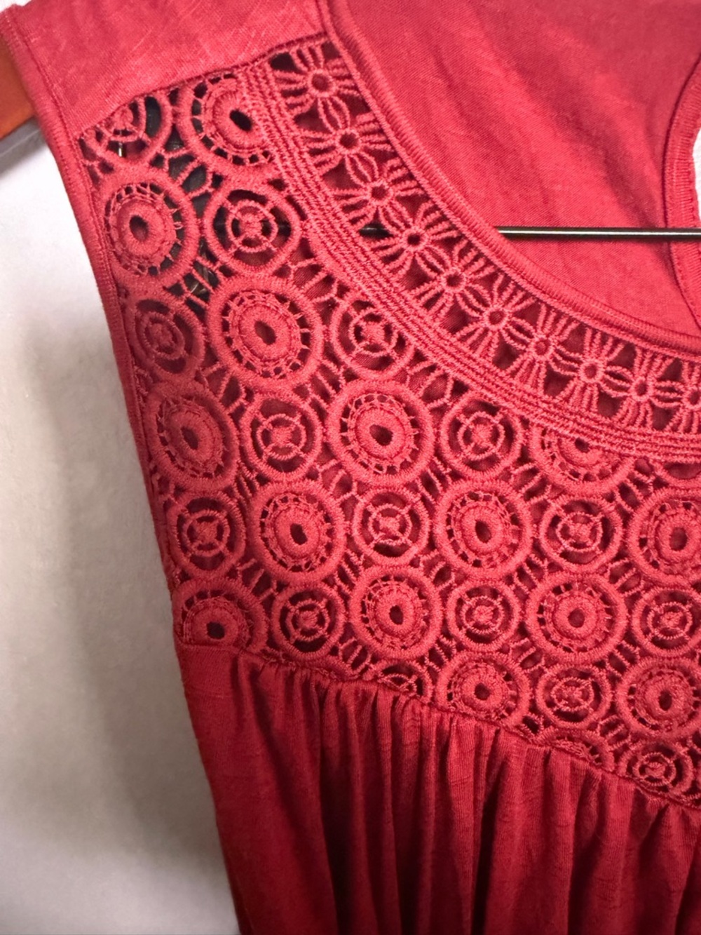 Lane Bryant Burgundy Maxi Dress with Lace Yoke - Picture 10 of 12